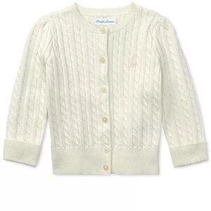 Polo Ralph Lauren Baby Girls Cable-Knit Cotton Cardigan Size 12M